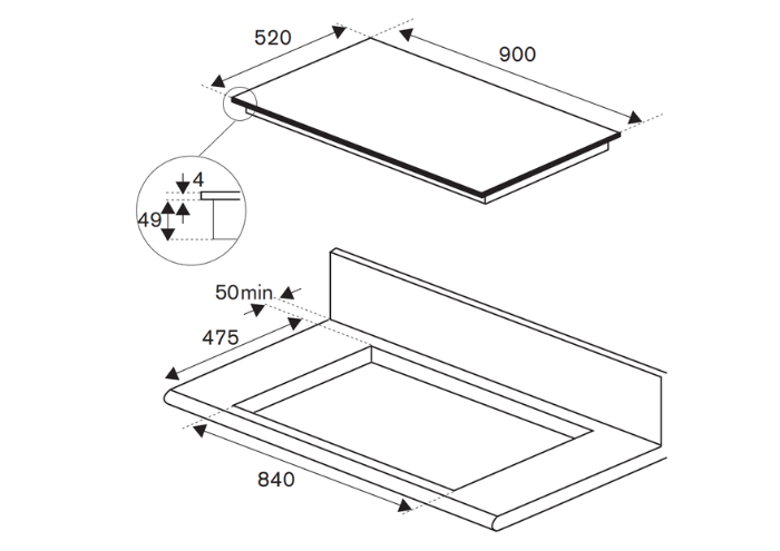 60 cm piano induzione, 4 zone, display LED | Bertazzoni
